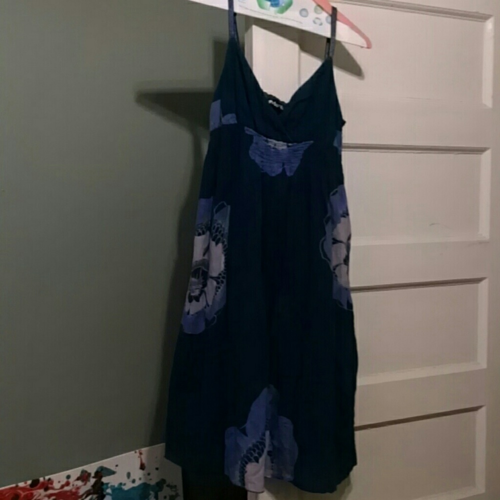 7 for $21/Gold Planet Blue Flower Slip Dress